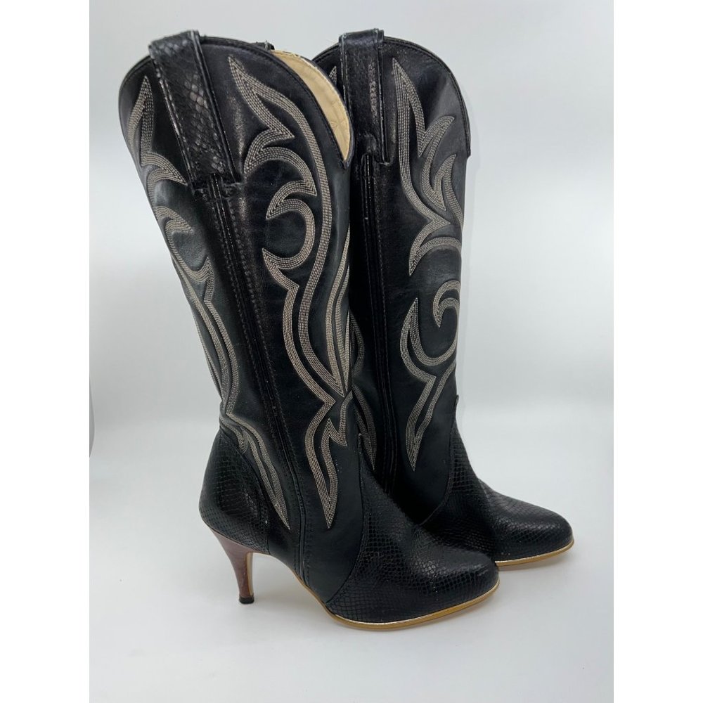 Vintage 70's Jeenz Boots Capezio Black Leather Size 6.5 - Picture 1 of 8